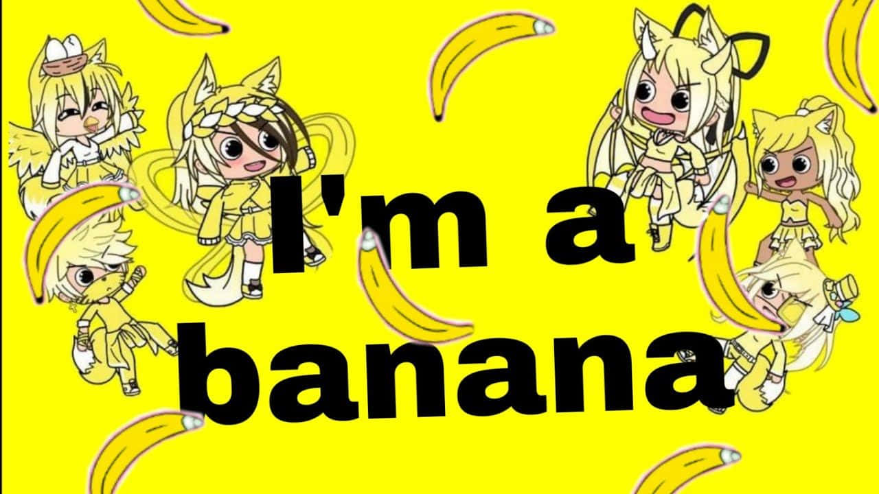 Gacha Life, banana-themed outfits, bold text, HD Desktop Wallpaper