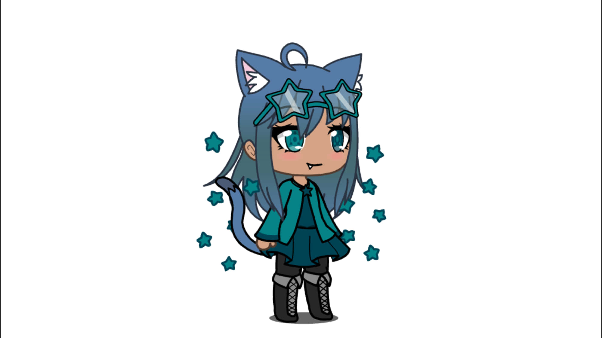 Gacha Life, chibi anime girl, blue hair, Full HD Desktop Wallpaper