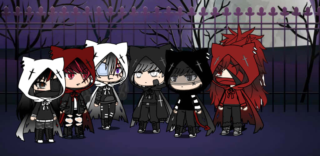 Gacha Life Boy, chibi anime characters, dark hooded outfits, SD Desktop Wallpaper