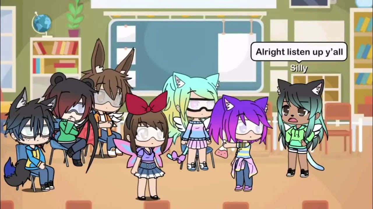 Gacha Life, chibi anime characters, animal ears, HD Desktop Wallpaper