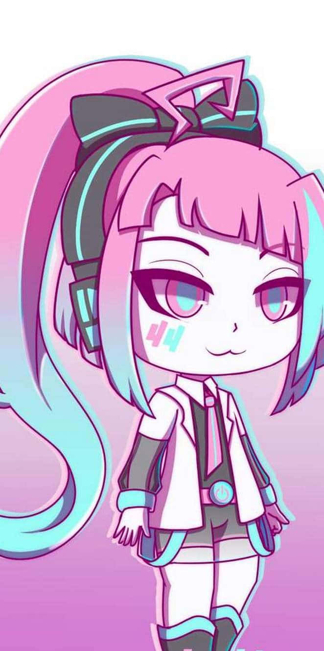 Gacha Life HD, chibi anime girl, pink and cyan hair, HD Phone Wallpaper