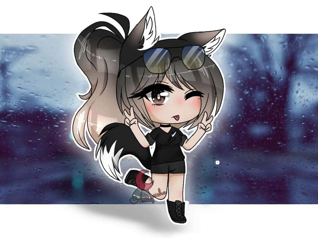 Gacha Life, chibi anime girl, fox ears, SD Desktop Wallpaper