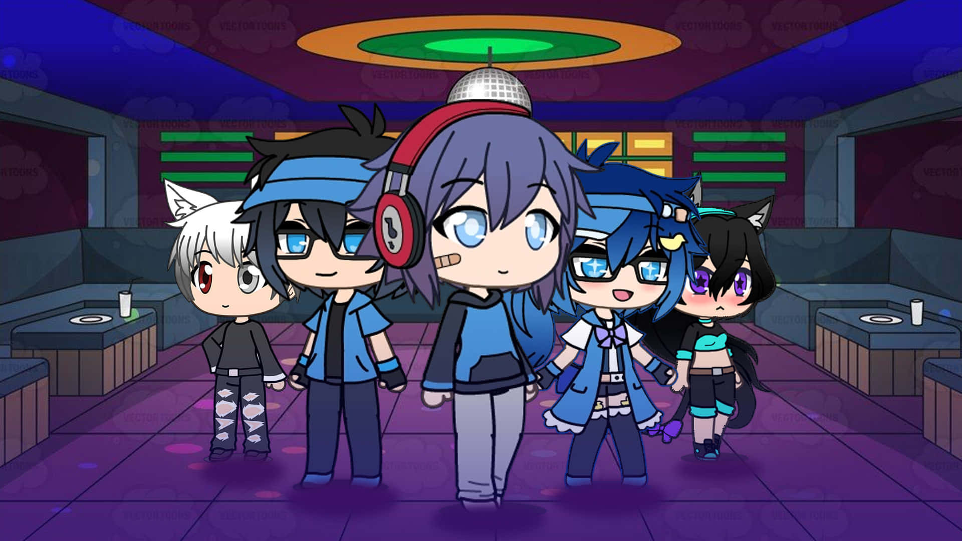 Gacha Life HD, chibi anime characters, cat ears, Full HD Desktop Wallpaper