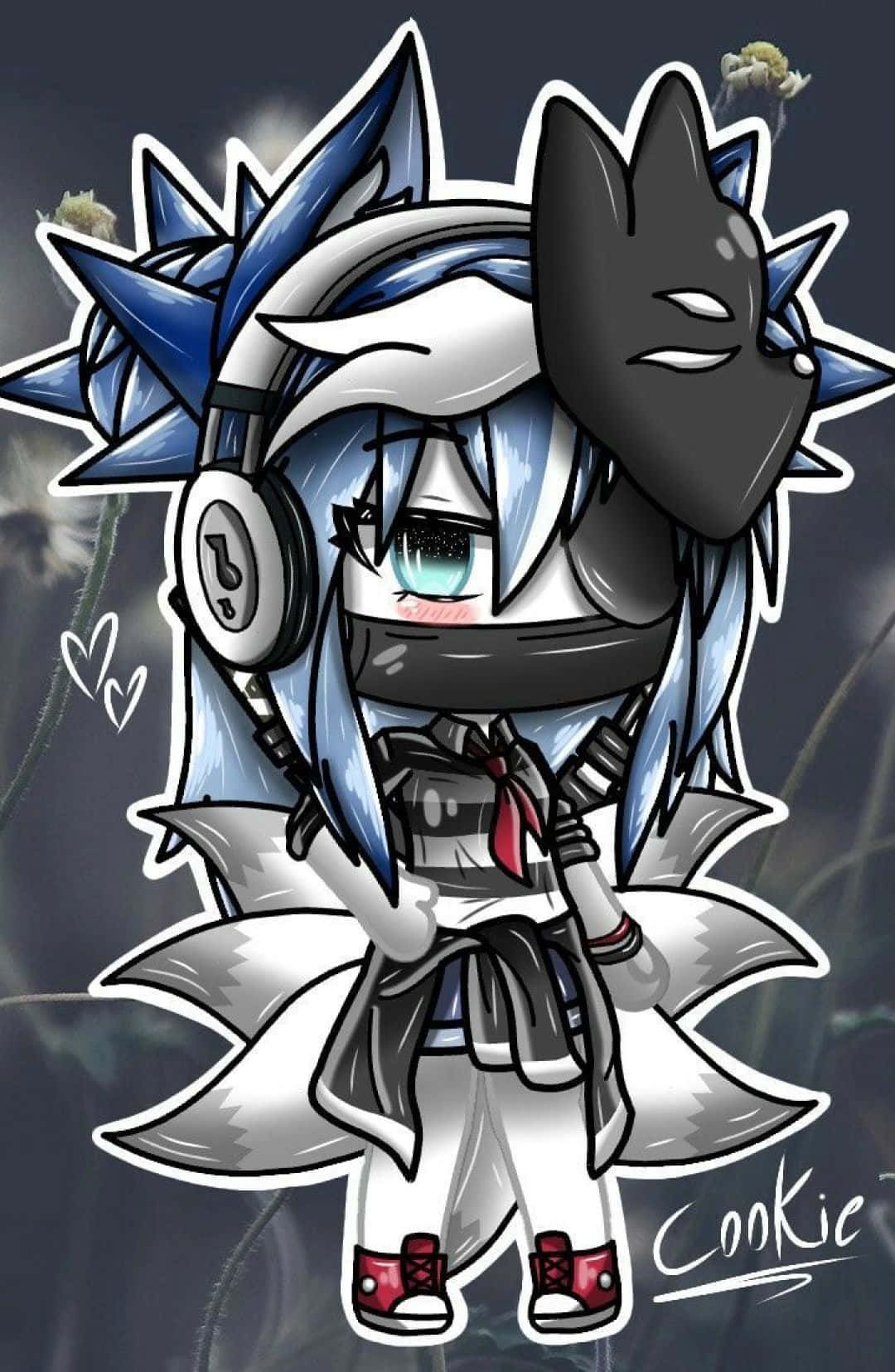 Gacha Life, chibi anime character, blue spiky hair, HD Phone Wallpaper