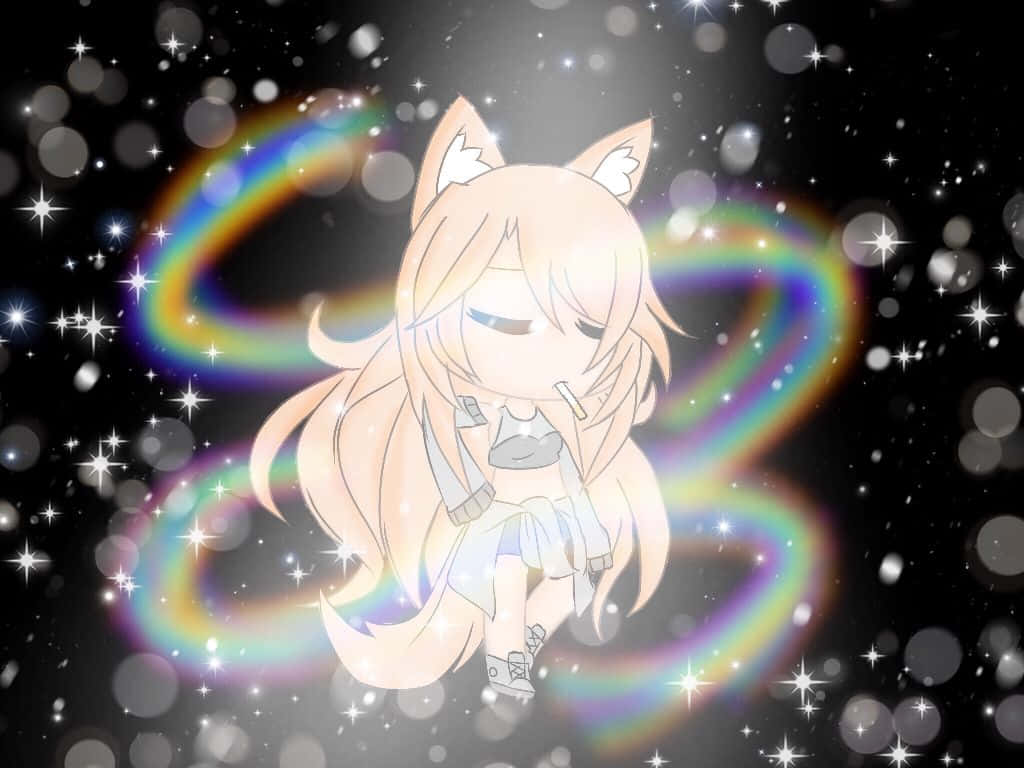 Gacha Life HD, chibi anime girl, fox ears, SD Desktop Wallpaper