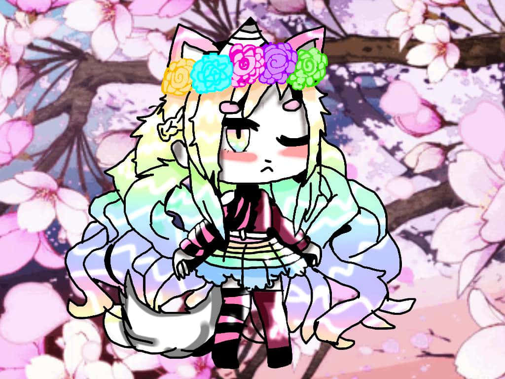 Gacha Life, chibi anime girl, cat ears, SD Desktop Wallpaper
