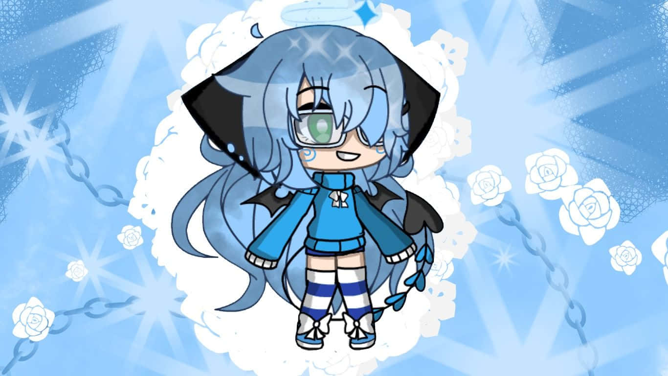 Gacha Life HD, chibi anime girl, blue hair, HD Desktop Wallpaper