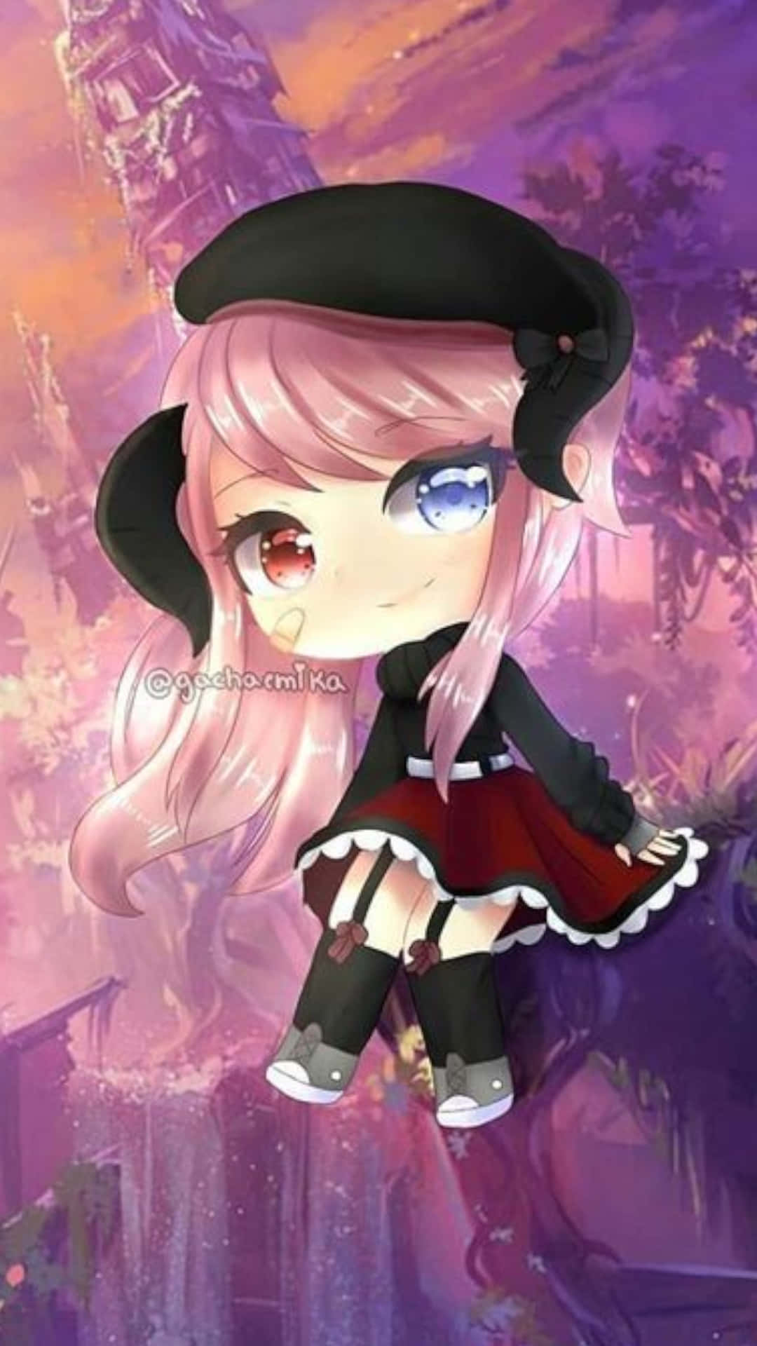 Gacha Life HD, chibi anime girl, pink hair, Full HD Phone Wallpaper