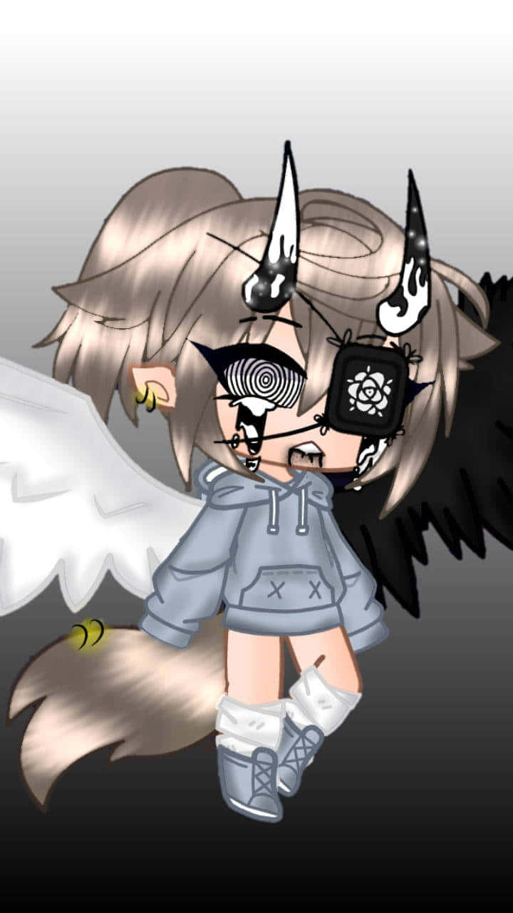 Gacha Life HD, chibi anime character, dual wings, HD Phone Wallpaper
