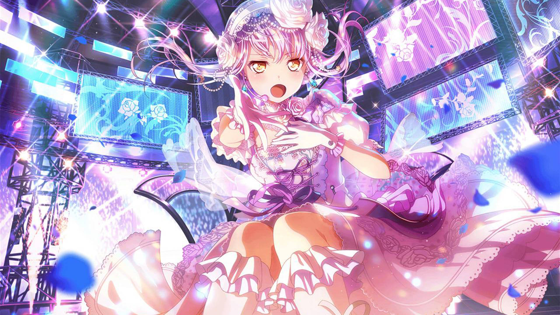 Gacha Life, beautiful idol, pink frilly dress, Full HD Desktop Wallpaper