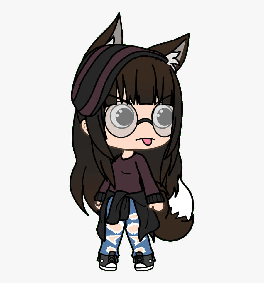 Gacha Life, chibi anime girl, fox ears, SD Phone Wallpaper