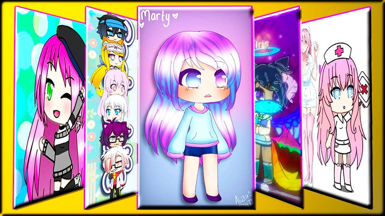 Gacha Life, chibi characters, colorful hair, HD Desktop Wallpaper