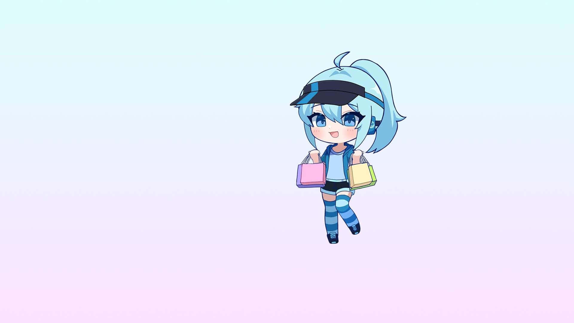 Gacha Life Character, blue hair, visor, Full HD Desktop Wallpaper