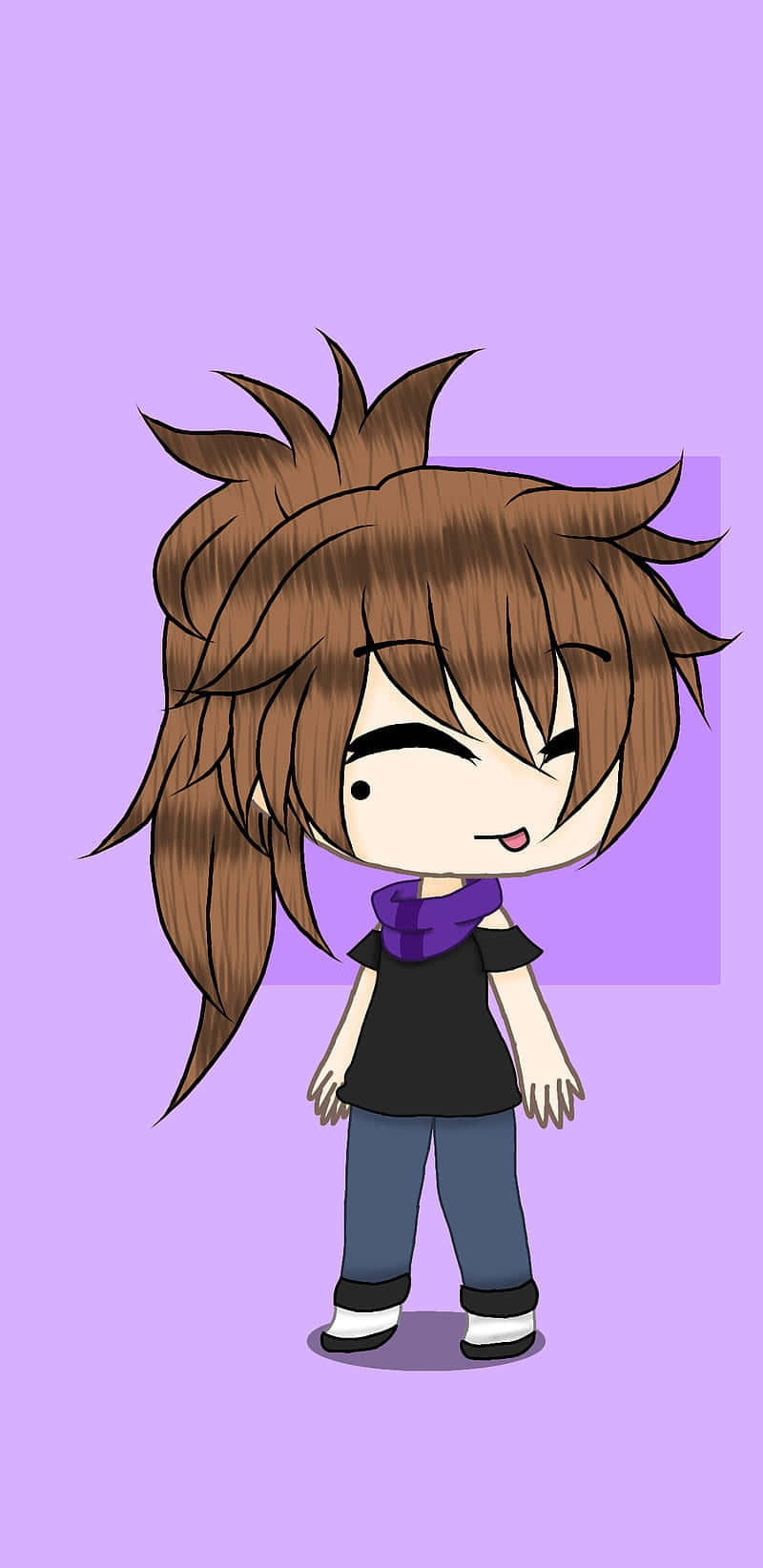 Gacha Life, chibi anime character, brown spiky hair, HD Phone Wallpaper