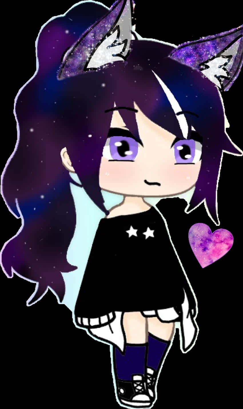 Gacha Life Character, cosmic style, galaxy-themed hair, HD Phone Wallpaper