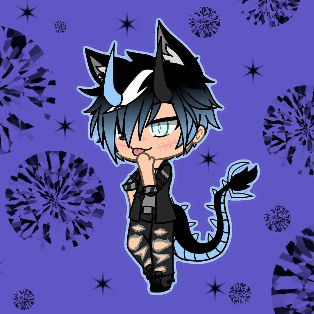 Gacha Life Character, blue theme, chibi anime character, SD Desktop Wallpaper