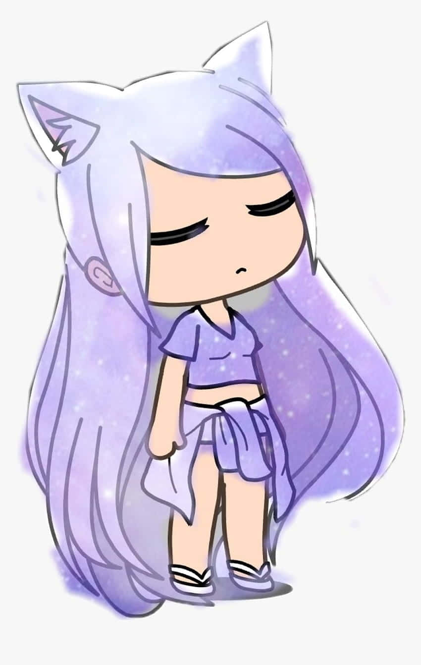 Gacha Life, purple character, chibi anime girl, HD Phone Wallpaper