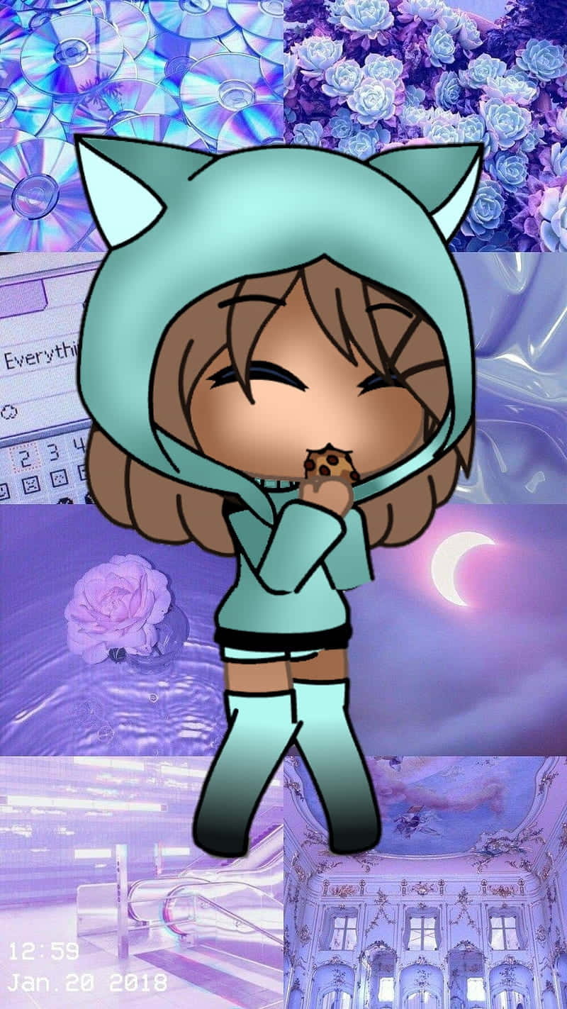 Gacha Life Character, cat ears, cookie, HD Phone Wallpaper