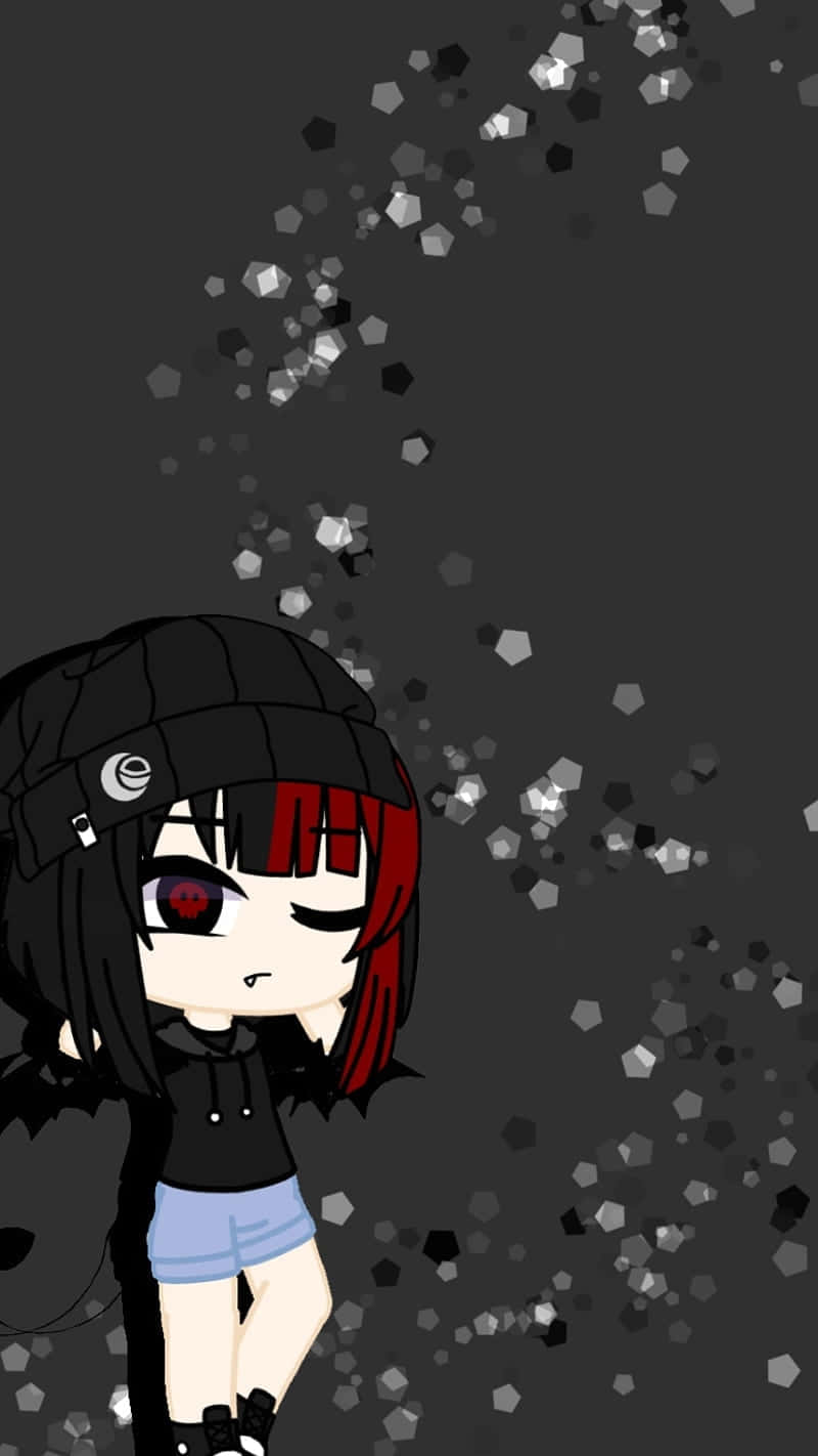 Gacha Life Character, red eyes, black hair, HD Phone Wallpaper