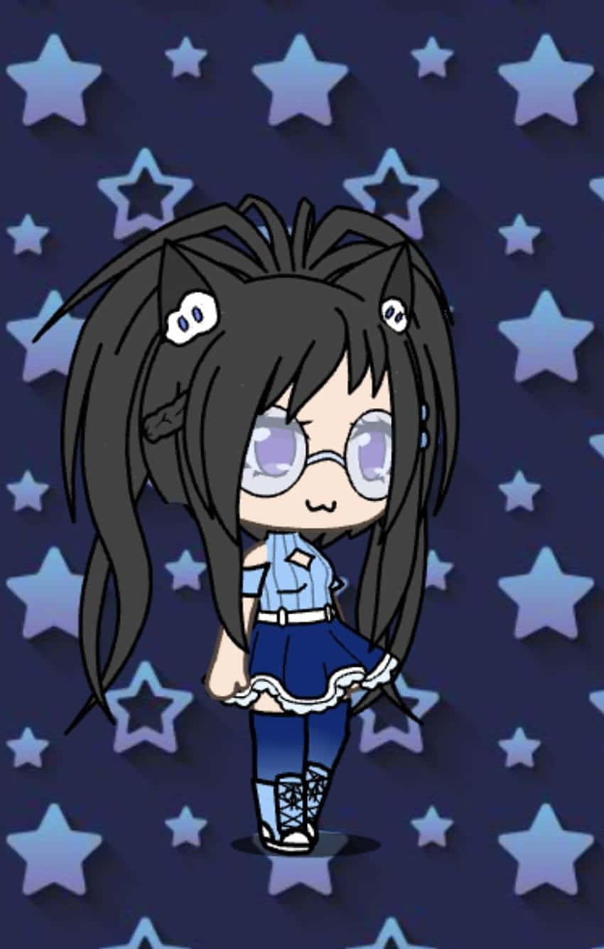 Gacha Life Character, starry night sky, chibi anime girl, HD Phone Wallpaper