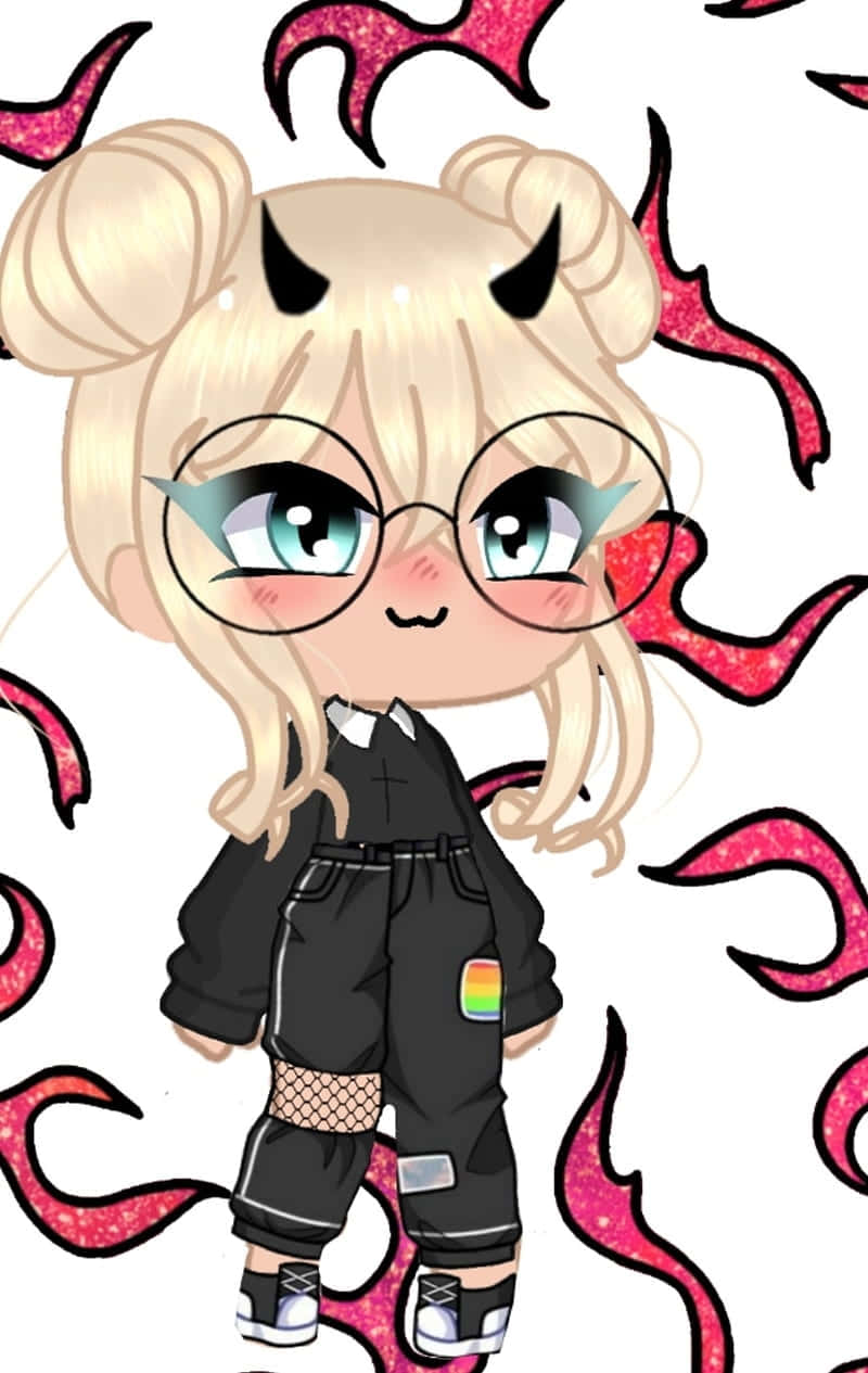 Gacha Life Character, demon horns, chibi anime girl, SD Phone Wallpaper