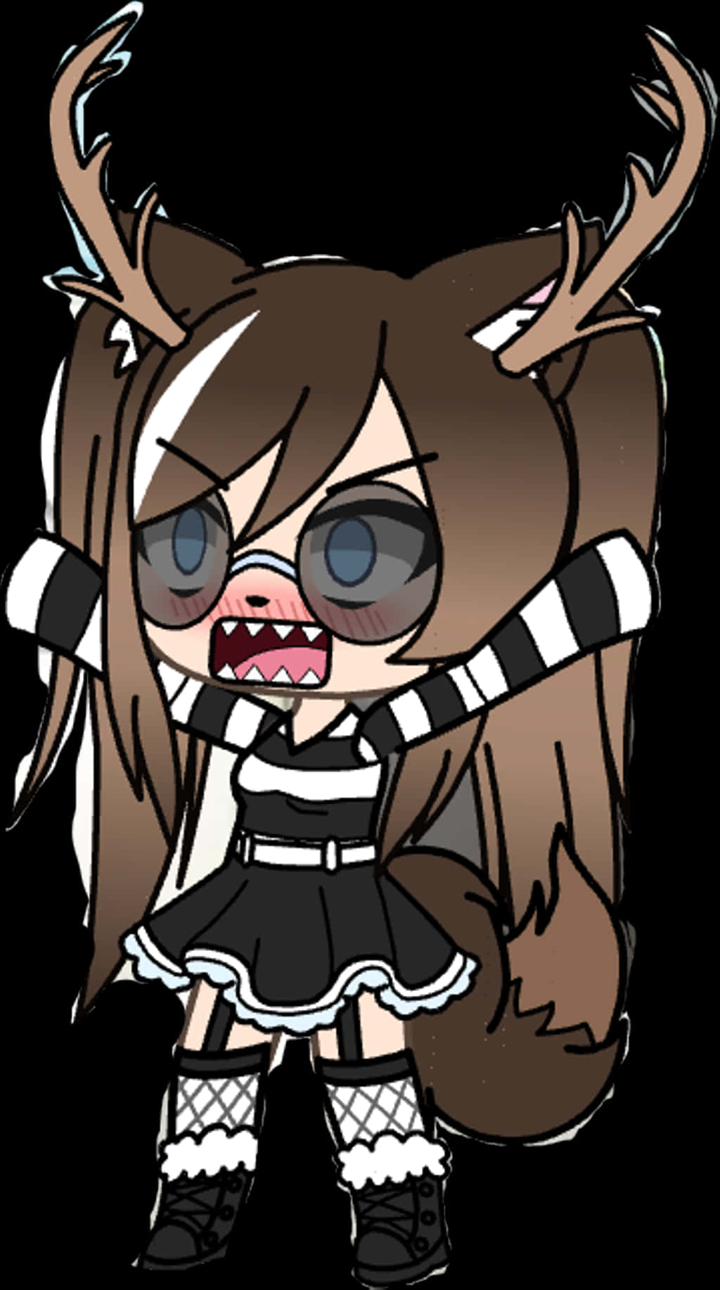 Gacha Life Tomboy, deer antlers, black and white maid outfit, HD Phone Wallpaper