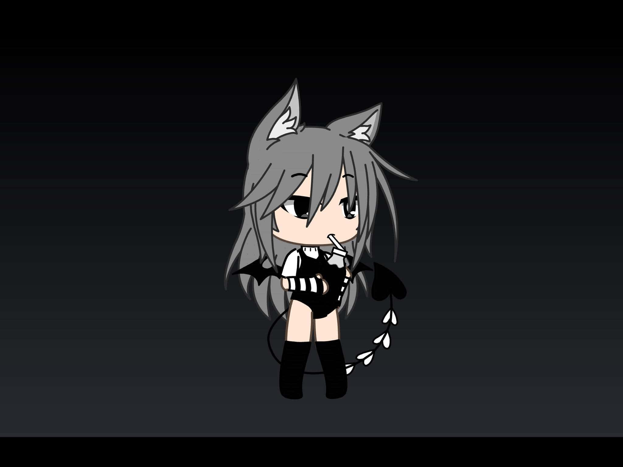 Gacha Life Tomboy, chibi anime girl, gray hair, Full HD Desktop Wallpaper