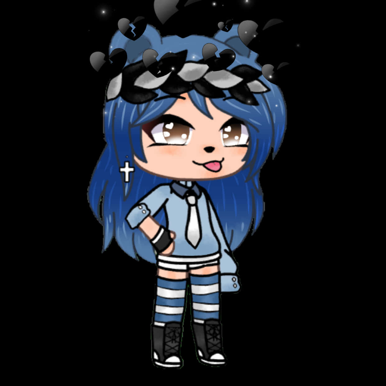 Gacha Life, chibi anime girl, blue hair, SD Desktop Wallpaper