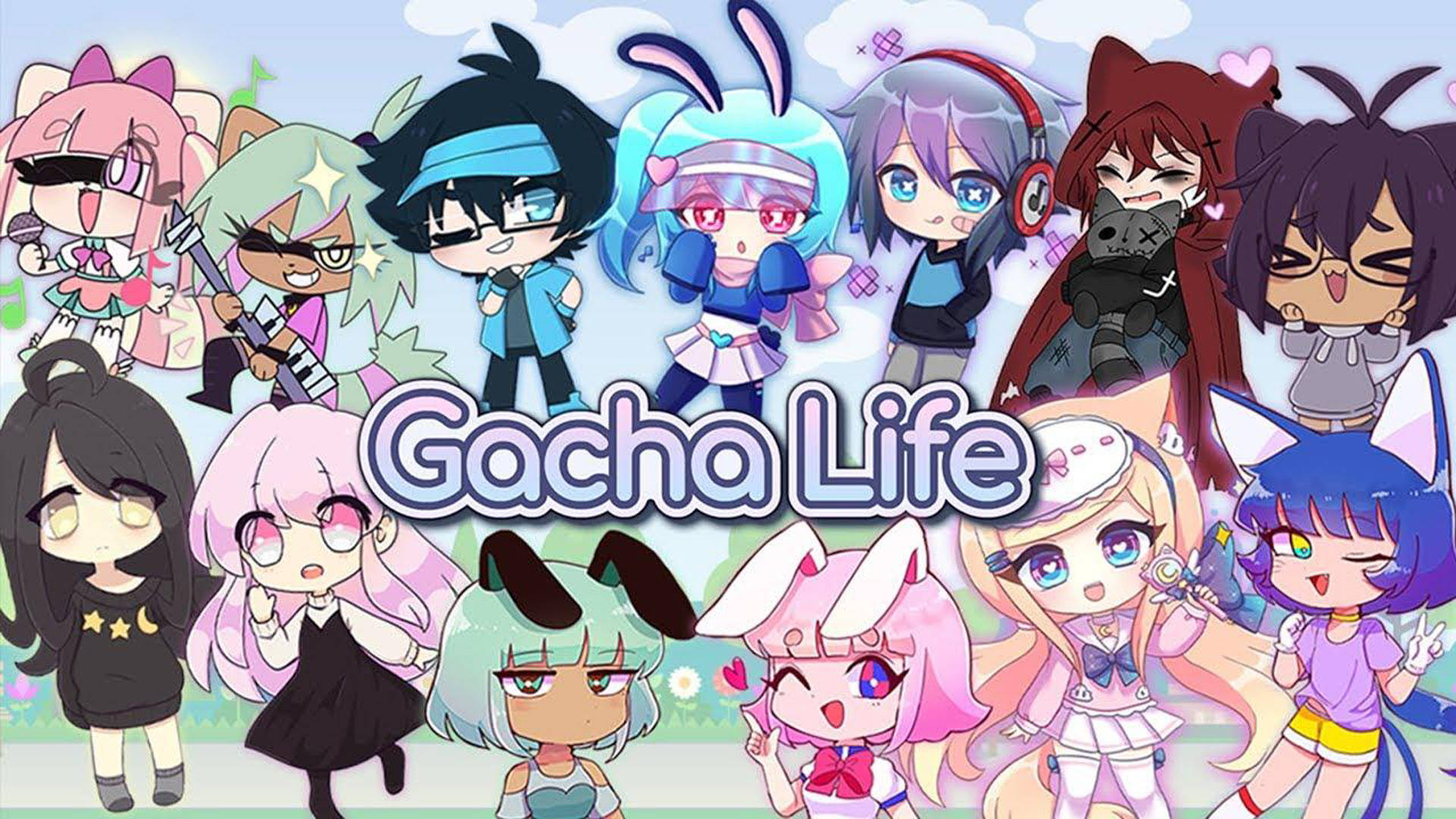 Gacha Life, chibi characters, animal ears, Full HD Desktop Wallpaper
