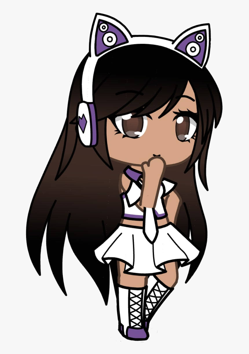 Gacha Life, cat headphones, chibi anime girl, SD Phone Wallpaper
