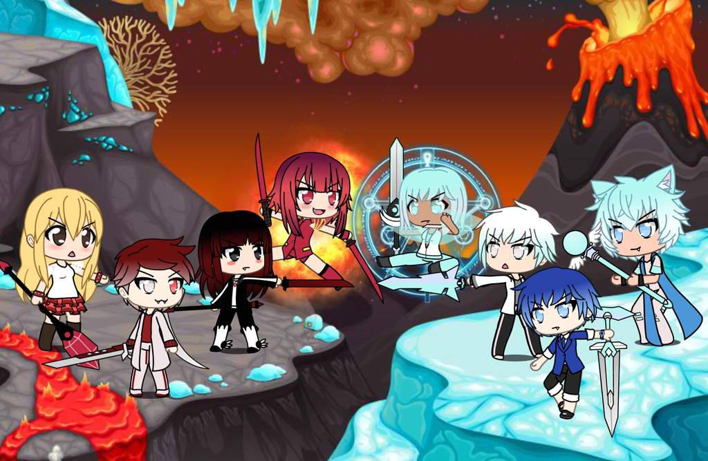 Gacha Life, volcanic island, lava, SD Desktop Wallpaper