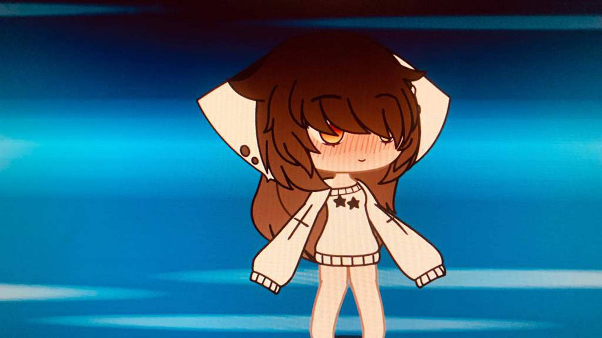 Gacha Life, chibi anime girl, brown hair, Full HD Desktop Wallpaper