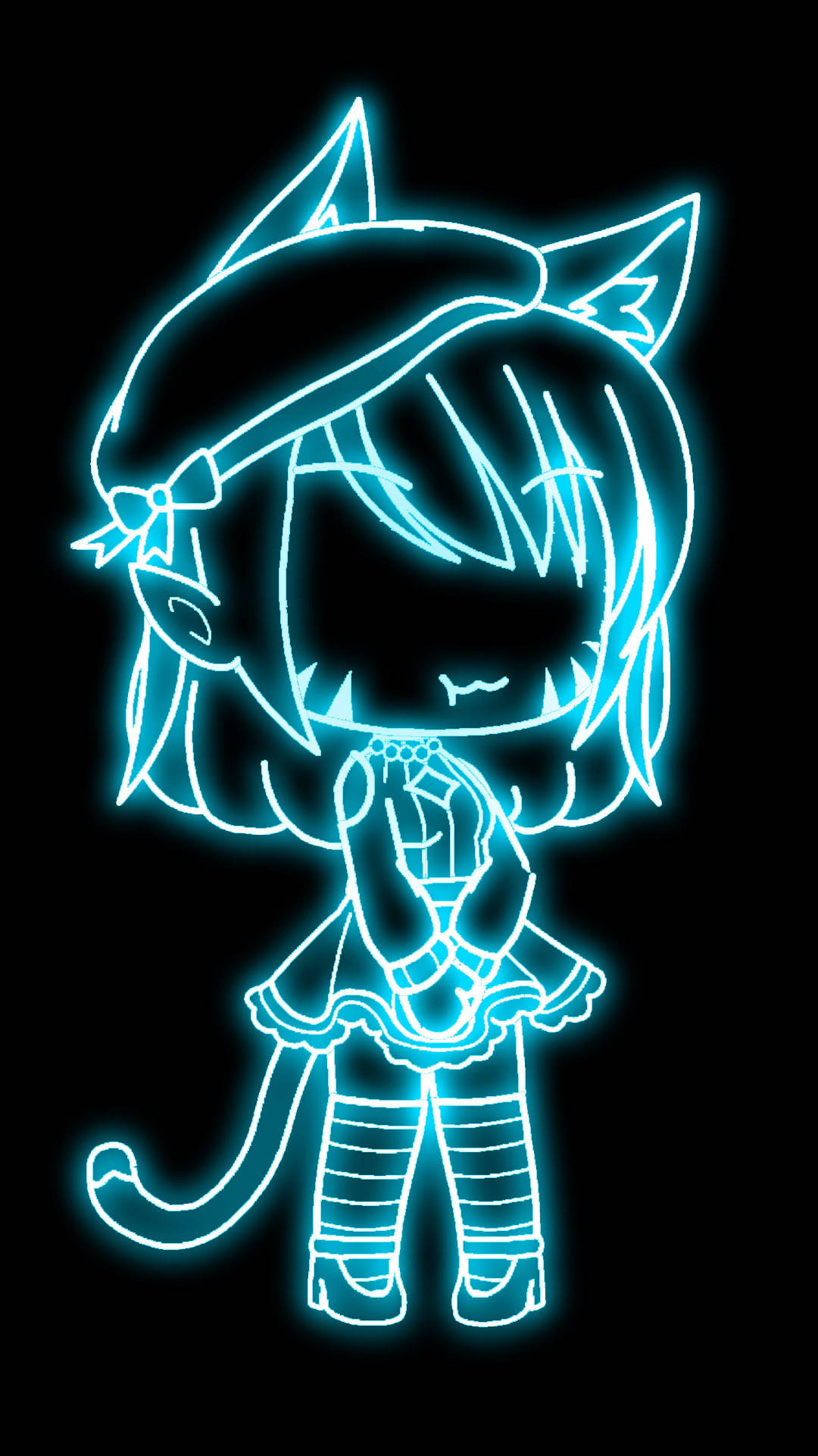 Gacha Life, neon cat girl, chibi anime girl, Full HD Phone Wallpaper