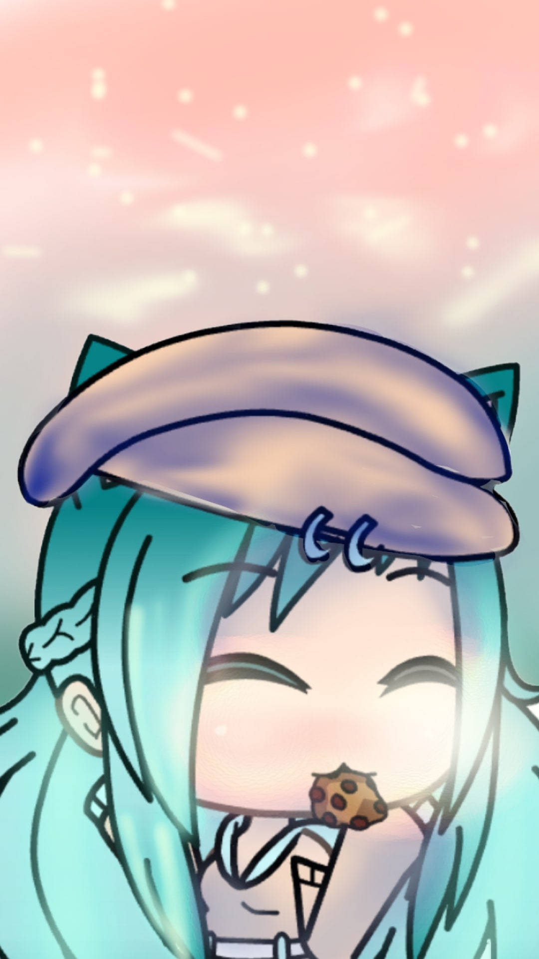 Gacha Life, teal hair, cat ears, Full HD Phone Wallpaper