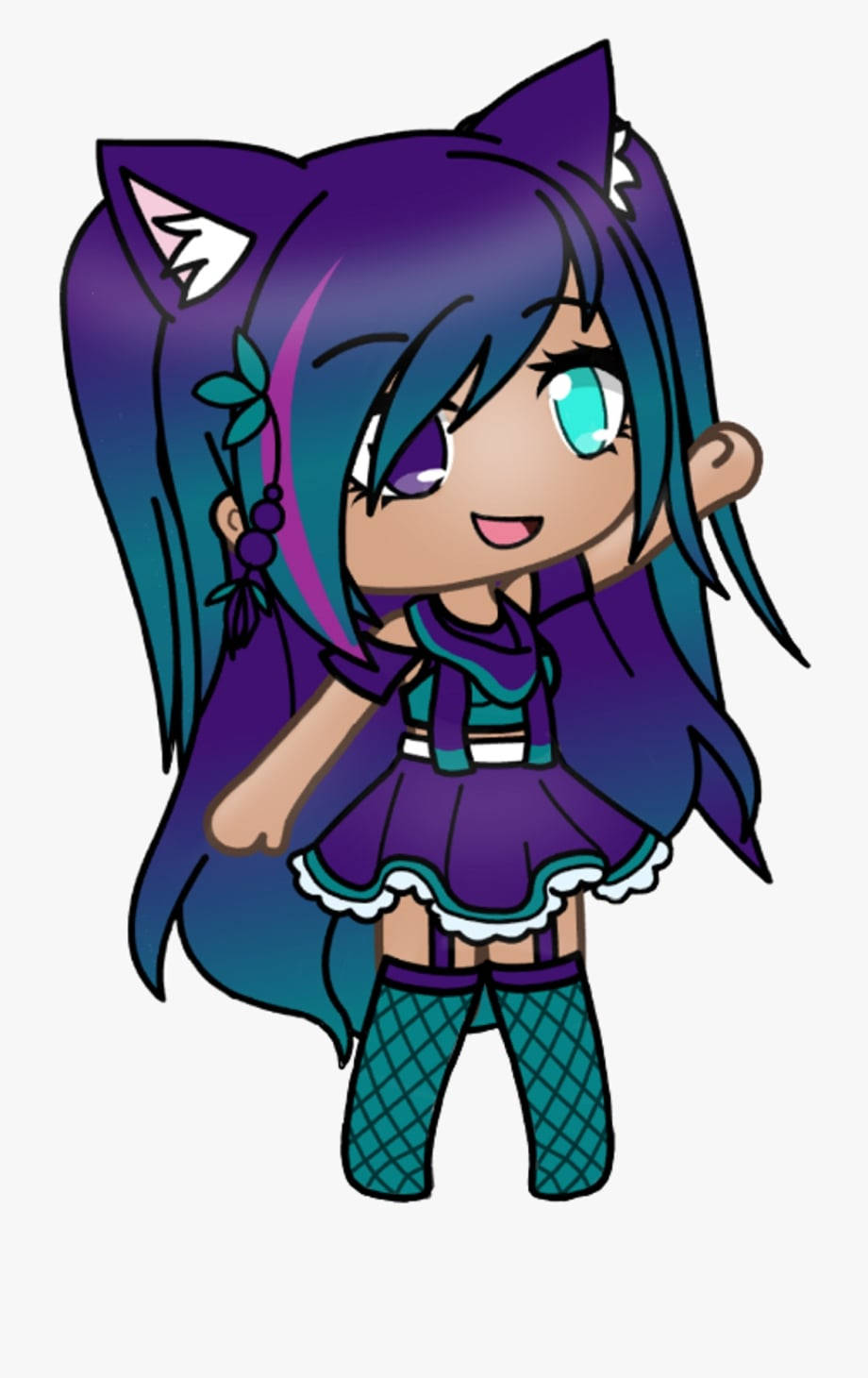Gacha Life, purple and blue hair, cat ears, HD Phone Wallpaper