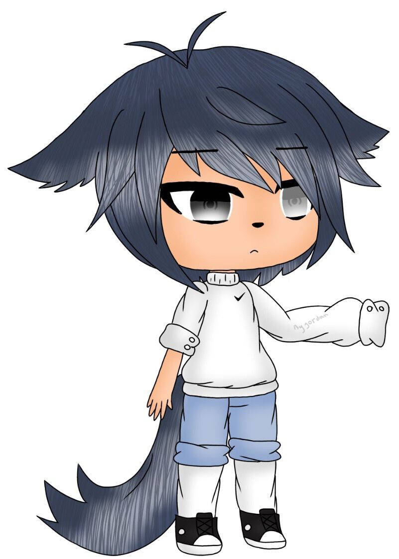 Gacha Life, wolf girl, chibi anime character, SD Phone Wallpaper