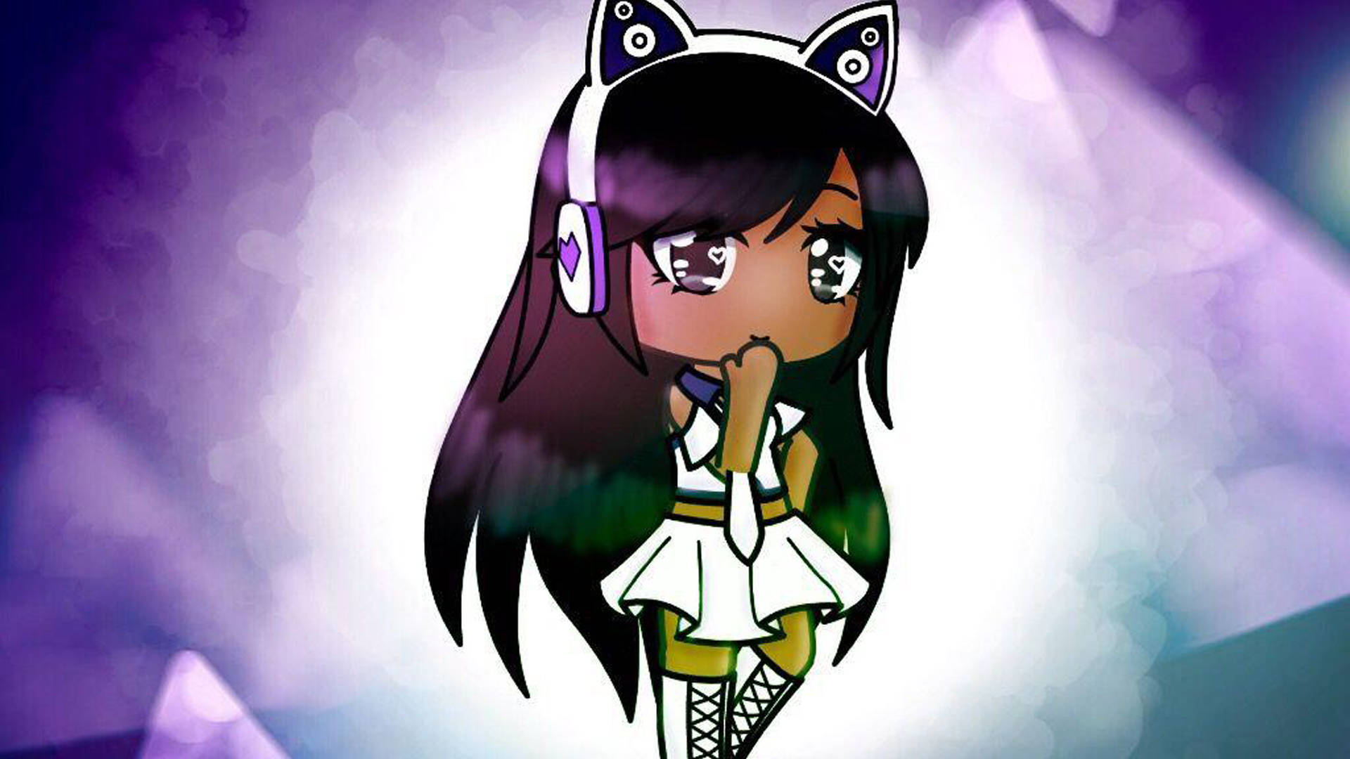 Gacha Life, chibi anime girl, cat ears, Full HD Desktop Wallpaper