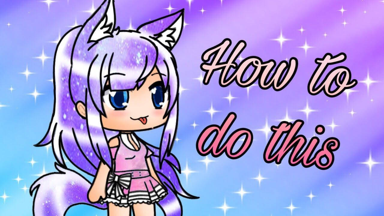 Gacha Life, chibi anime girl, purple hair, HD Desktop Wallpaper