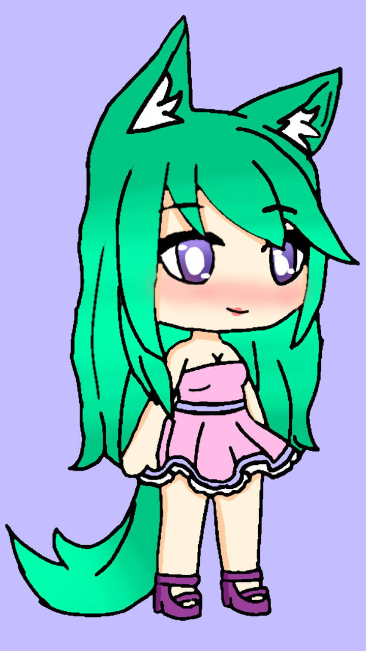 Gacha Life, green hair, fox ears, HD Phone Wallpaper