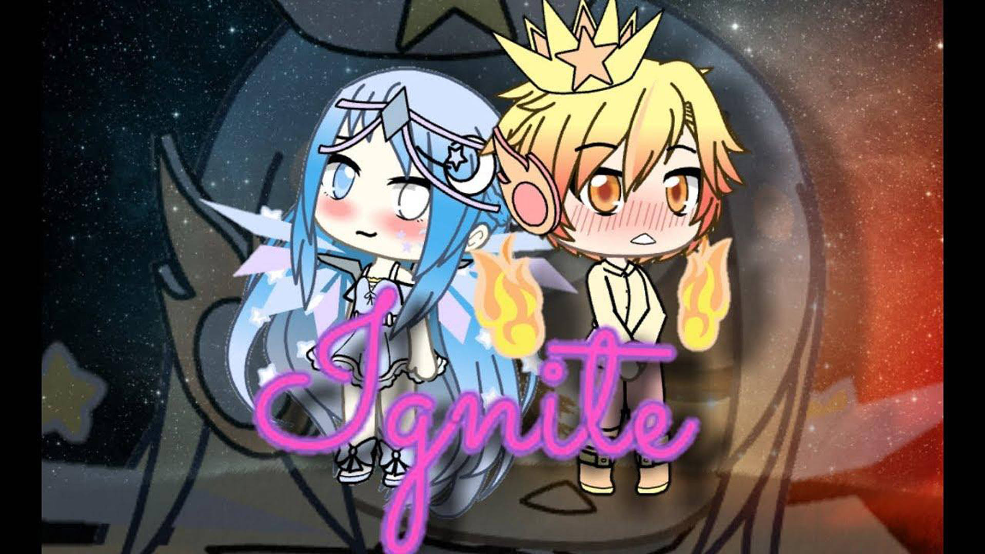 Gacha Life, blue hair, blonde hair, Full HD Desktop Wallpaper