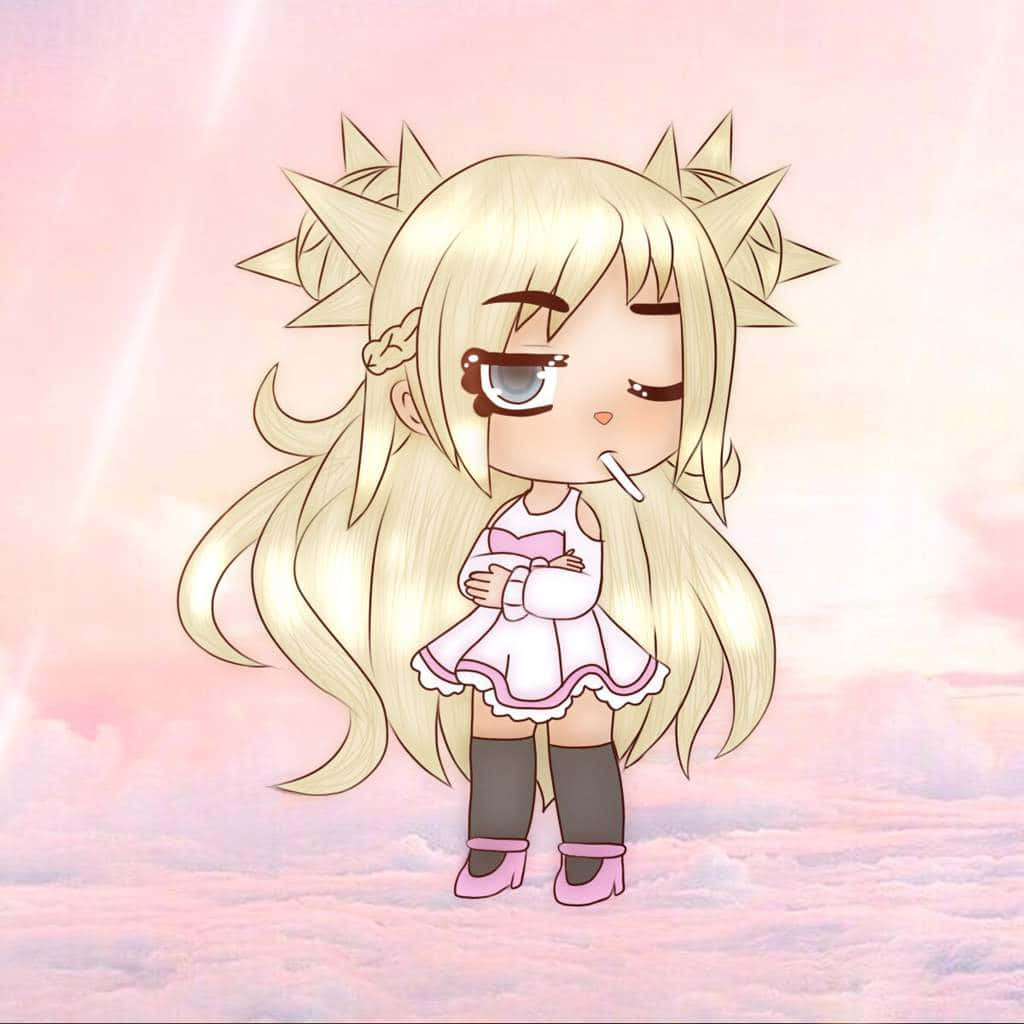 Gacha Girl, long gold hair, blonde hair, SD Desktop Wallpaper