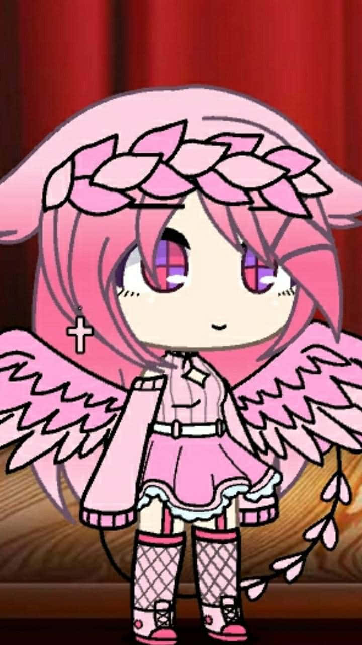 Gacha Girl, pink hair, wings, HD Phone Wallpaper