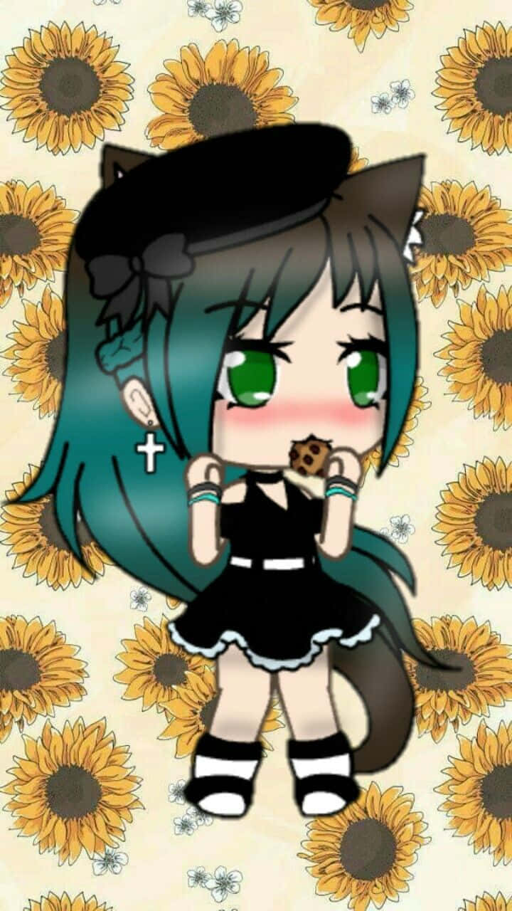 Gacha Girl, teal hair, cat ears, HD Phone Wallpaper