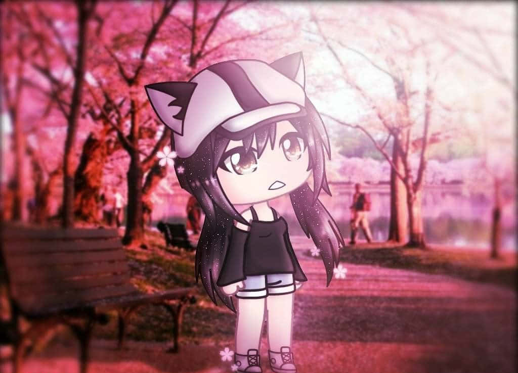 Gacha Girl, chibi anime girl, cat ears, SD Desktop Wallpaper