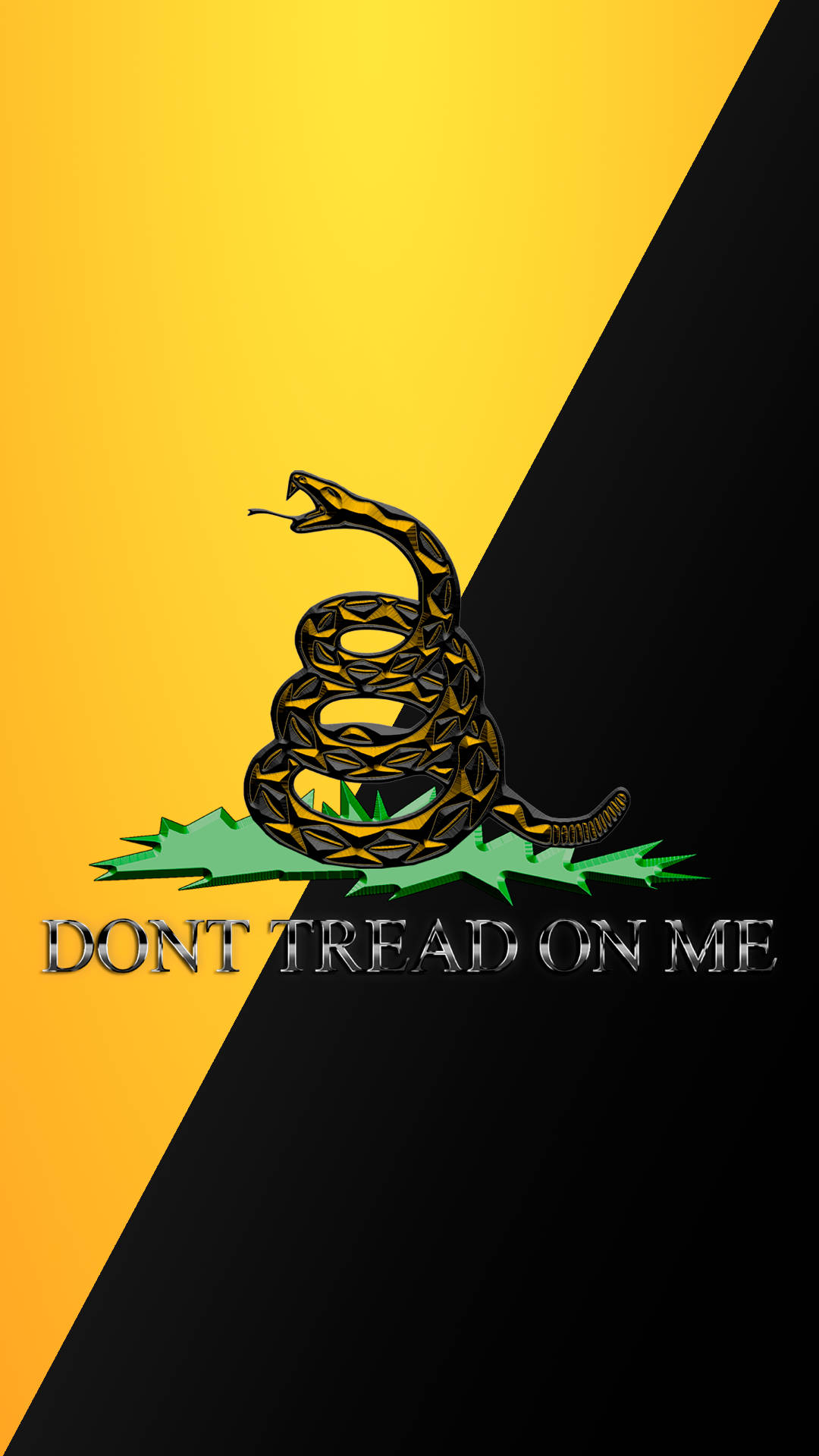 Gadsden Flag, rattlesnake, yellow and black background, Full HD Phone Wallpaper