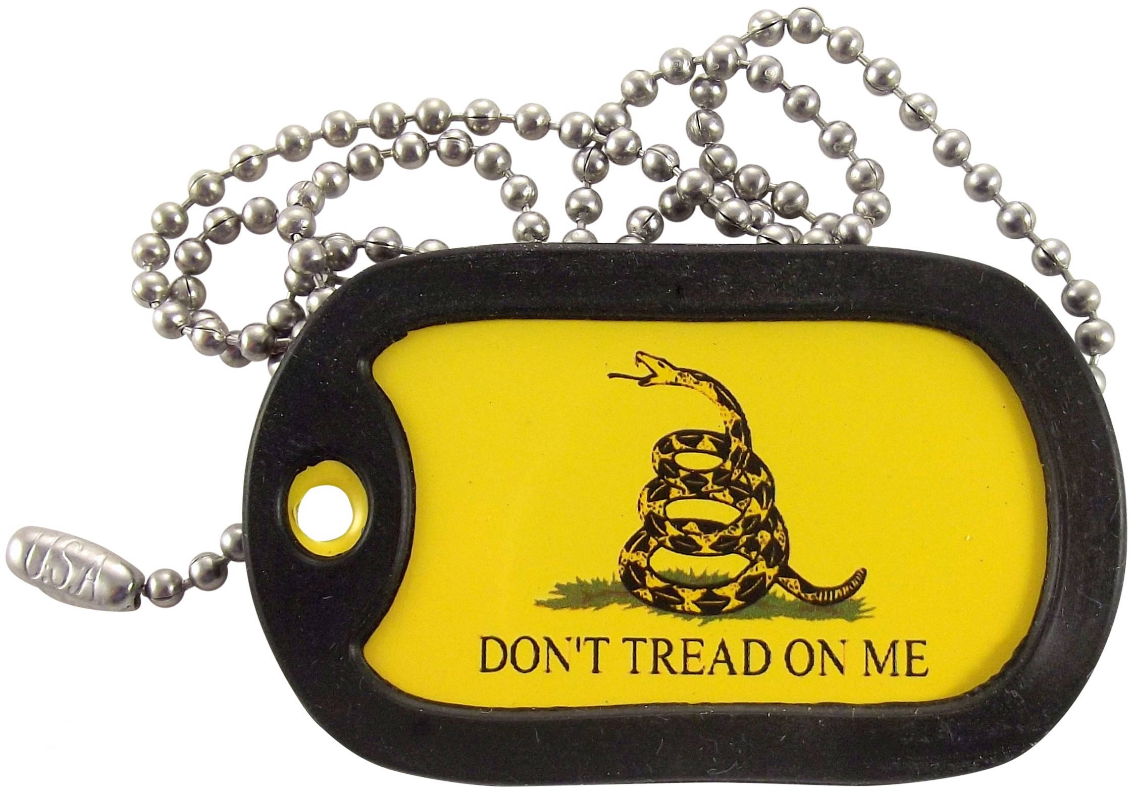 Gadsden Flag, black dog tag, yellow background, Full HD Desktop Wallpaper