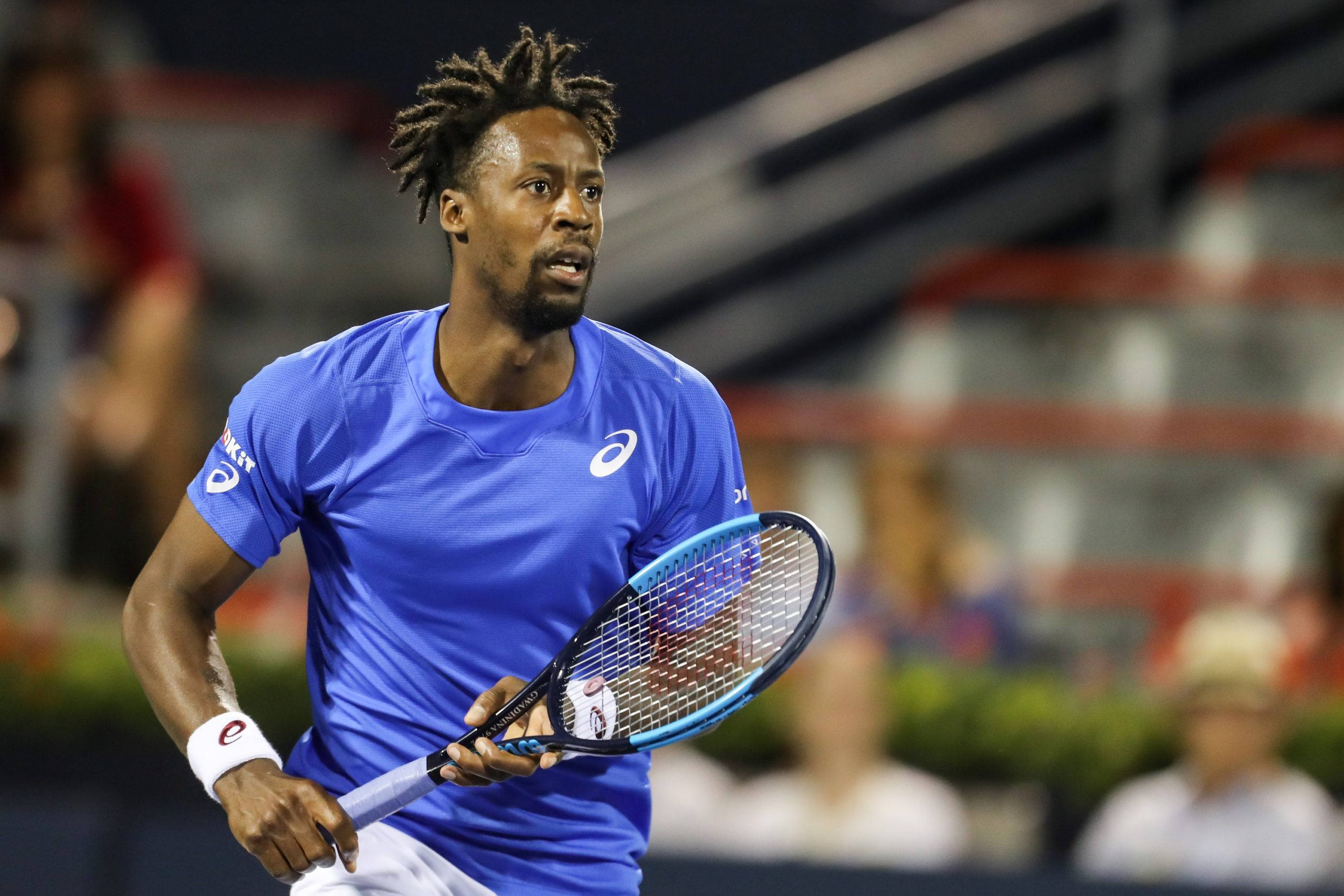 Gael Monfils, blue shirt, tennis player, 2K Desktop Wallpaper