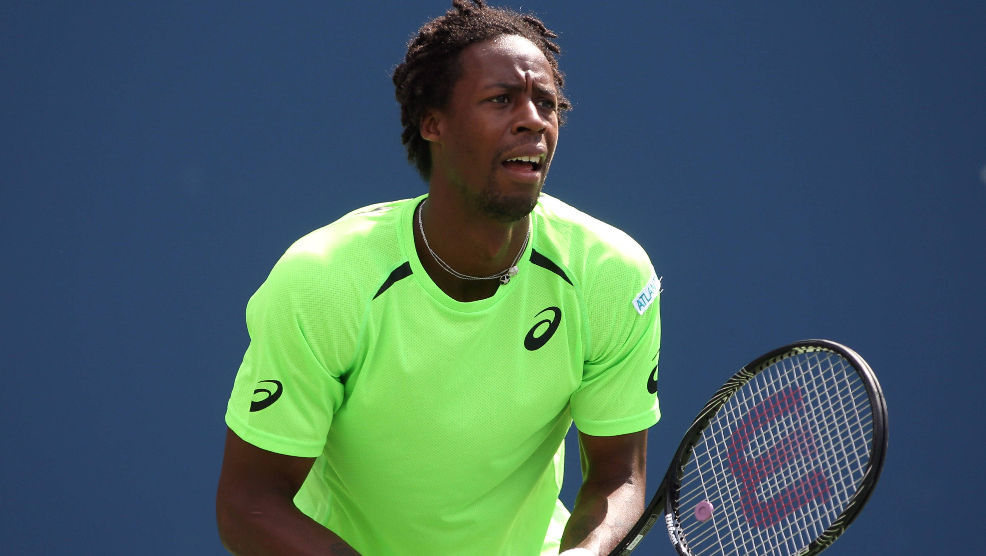 Gael Monfils, neon green shirt, racket, 2K Desktop Wallpaper
