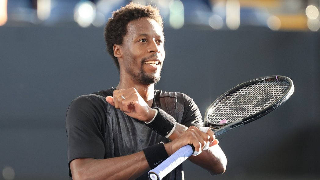 Gael Monfils, tennis player, raised fist, SD Desktop Wallpaper