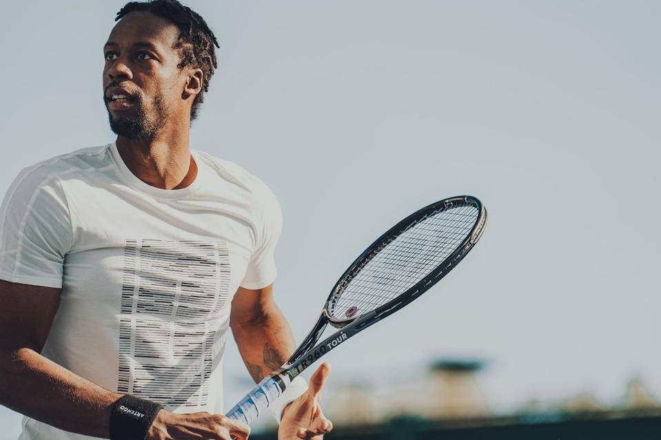 Gael Monfils, tennis racket, white shirt, SD Desktop Wallpaper